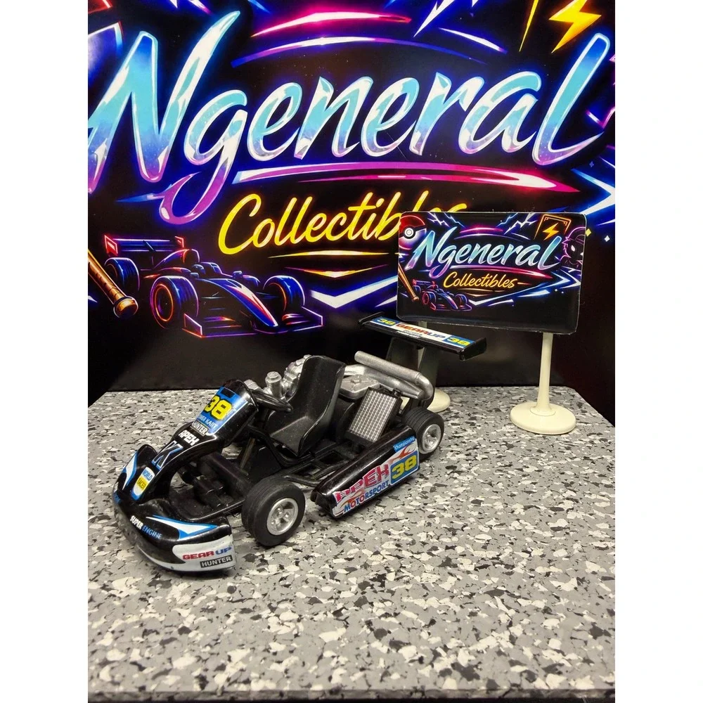 Gear Up Hunter Power Kart Apex 38 Diecast Racing Go-Kart Black Blue Super Engine